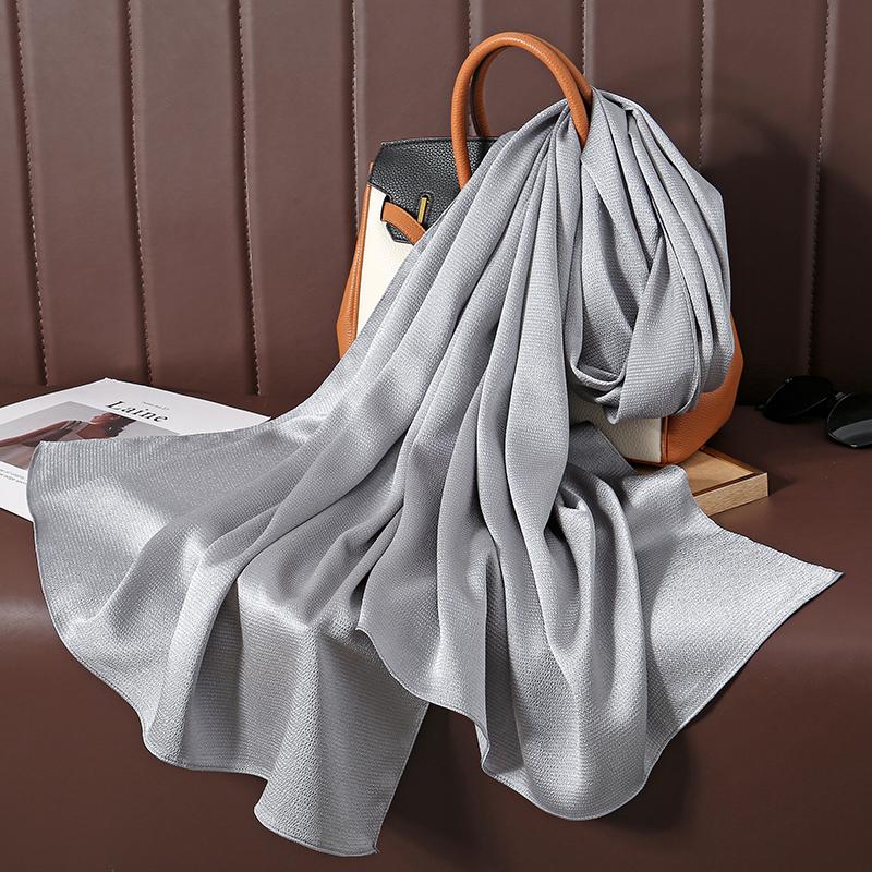 Solid Color Luxury Fashion Women Hijab Scarf Long Silk Soft Comfortable Scarves Shawl Muffler Neckerchief Outdoors Bandanna Lady