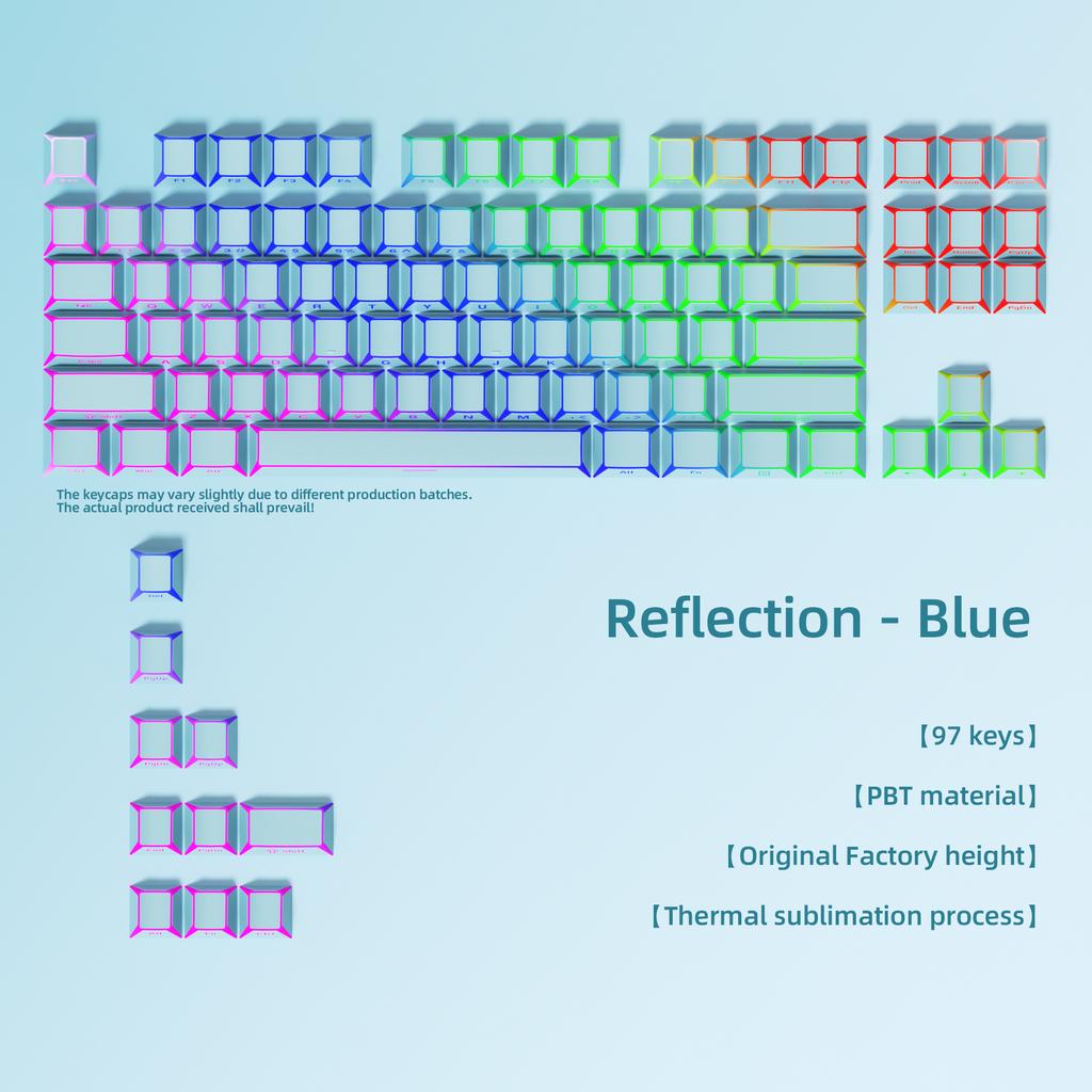 Colorful Shadow Keycaps Side Print Edge Backlit PBT White Black Pink Blue Cherry Profile 97 Keys Cap MX Gamer Keyboards AULA