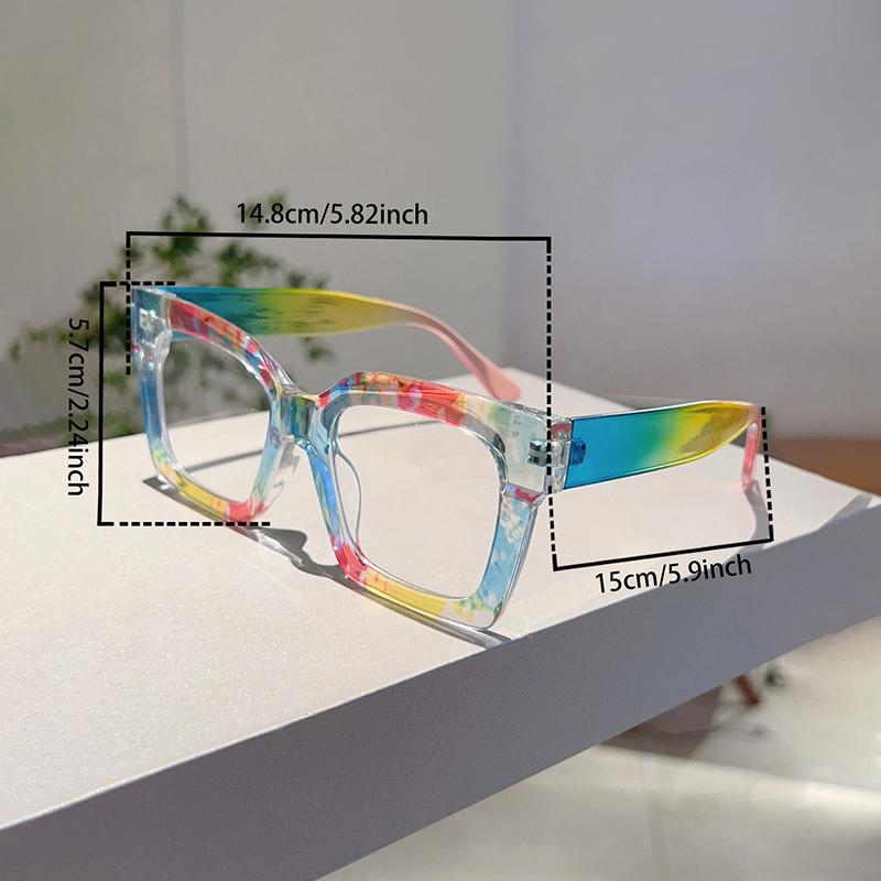 Fashion Colorful Stripe Oversize Glasses Stylish Brand Design Eyewear Personalized Square Decor Chic Frame for Women's