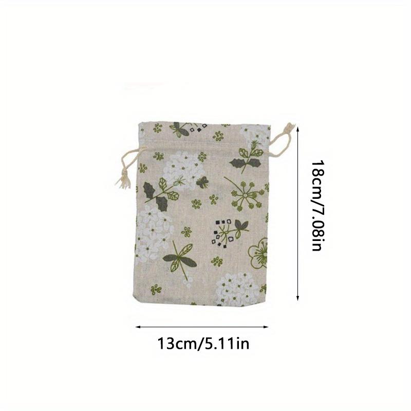 1Set/20pcs printed drawstring bag, holiday candy bag, Valentine's Day reusable jewelry bag, wedding party and DIY craft packaging (green leaf)