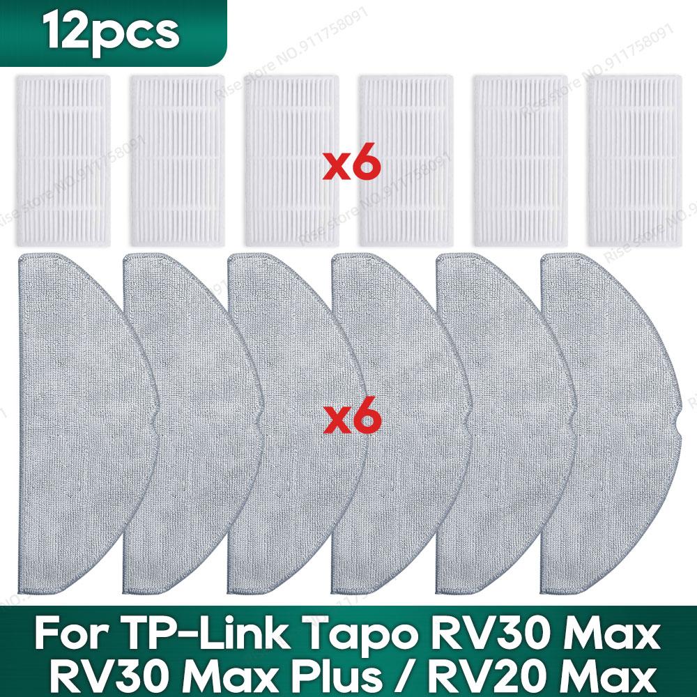 Compatible para TP-Link Tapo RV30 Max Plus/ RV30 Max/ RV20 Max Plus / RV20 Max Accesorios Filtro Hepa Mopa Cepillo Lateral Piezas