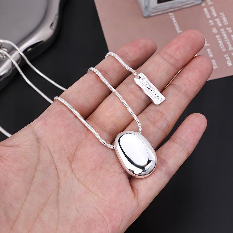 Yuan You Silver Dove Egg Teardrop Pendant Necklace - Versatile, Fashionable Sweater Chain