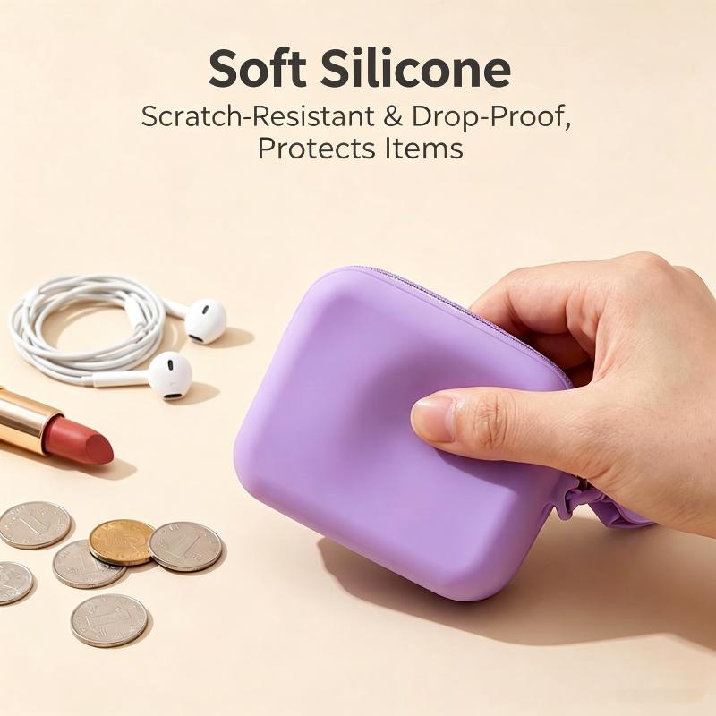 Cute 3D Heart Shaped Silicone Coin Purse Lightweight Portable Wrist Strap for Key Earphone Lipstick Woman Gift