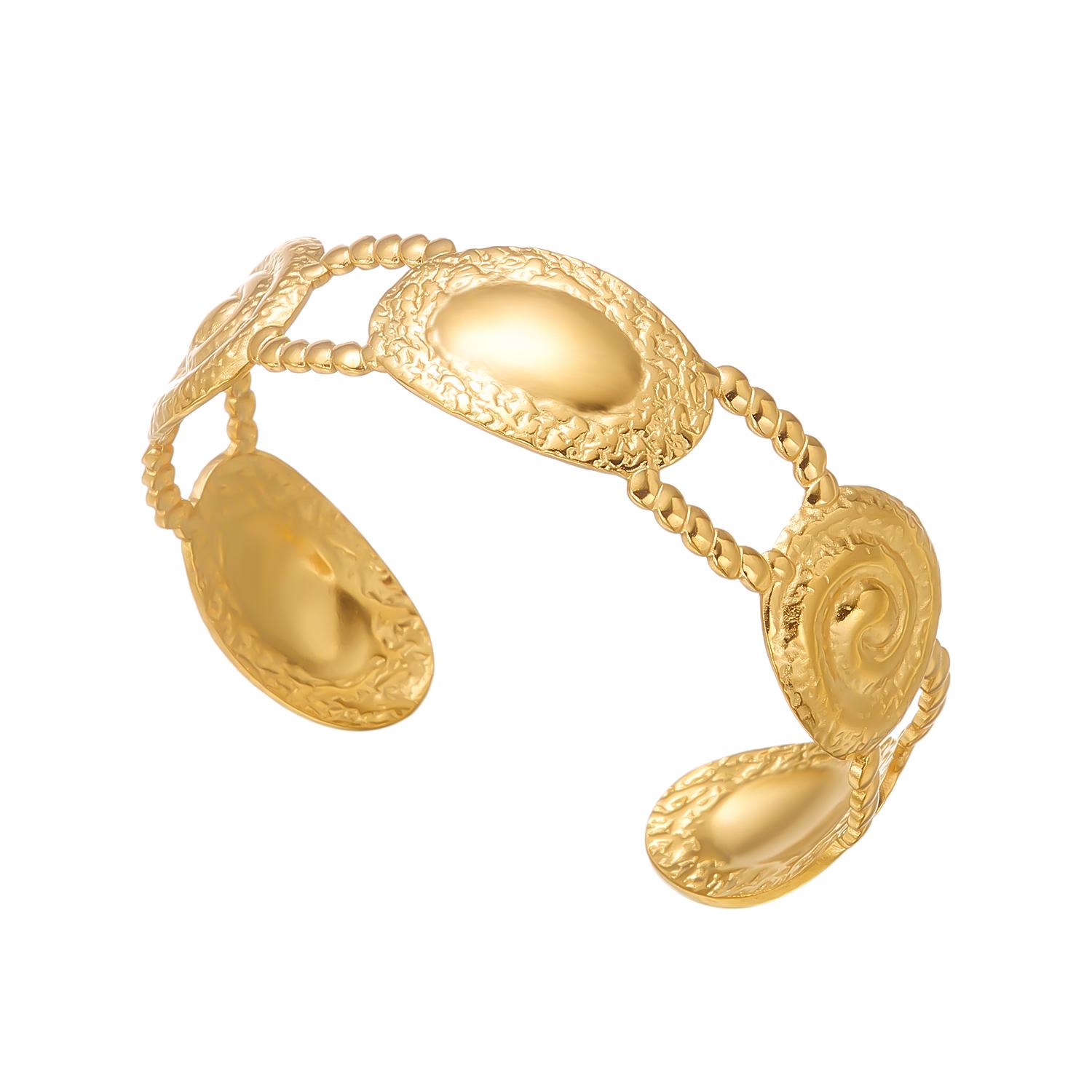 

Hollow Nautilus Stainless Steel Bangle For Women Marine Theme Textured Cuff Bracelet Summer Jewelry