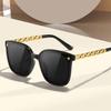 Übergroße quadratische Rahmenkette Sonnenbrille UV400 Schutz Retro Chic Brille für Damen