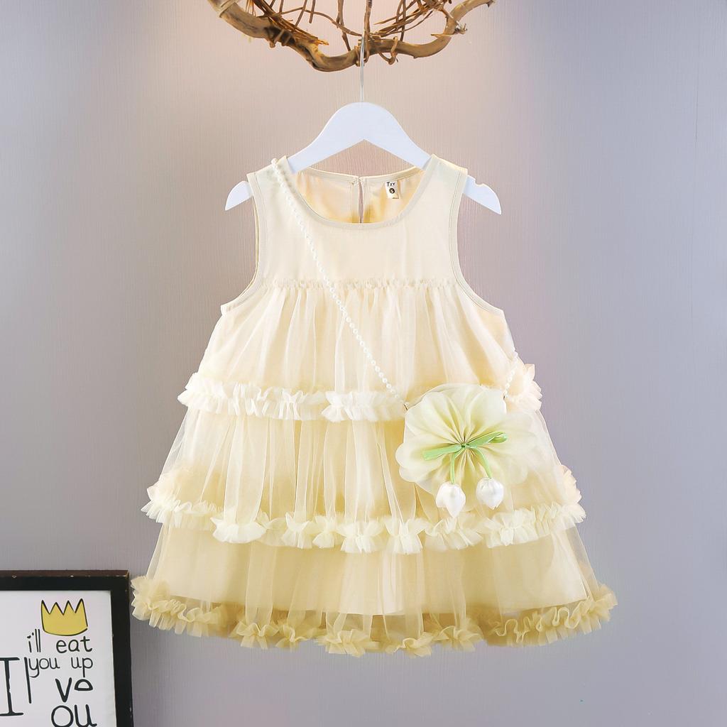 Toddler Infant Girls Sleeveless Tulle Princess Tutu Dress Summer Lightweight Breathable Casual Party Gown