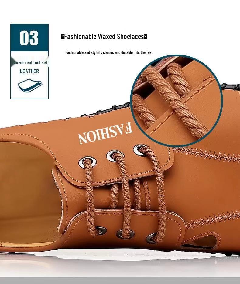 Men's 2025 Summer Soft Leather Non-Slip Closed-Toe Sandals for Beach & Driving