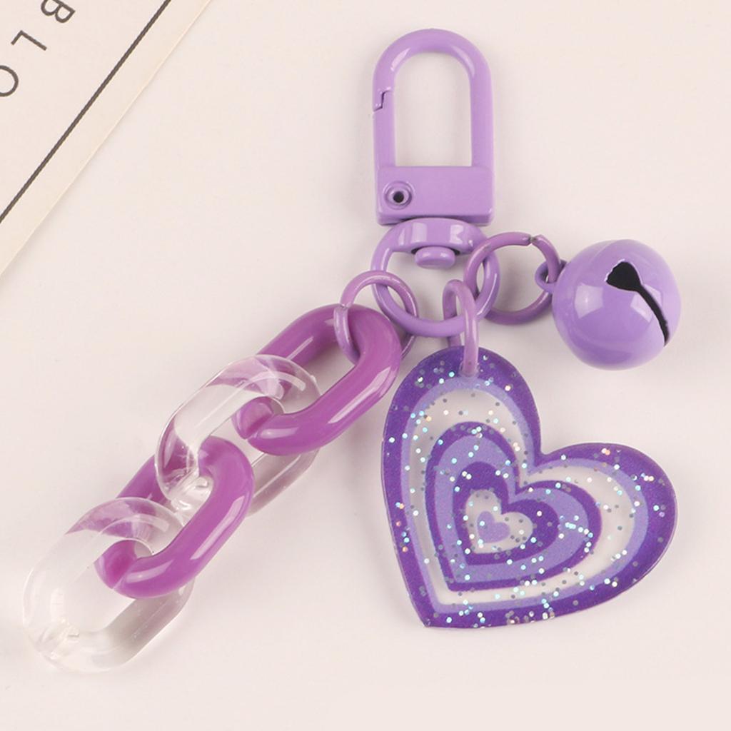 Sweet Acrylic Heart Pendant Keychain Plastic Link Chain Keyring Headphone Cases Charm Keys Holder for Purse,Handbag, Bag