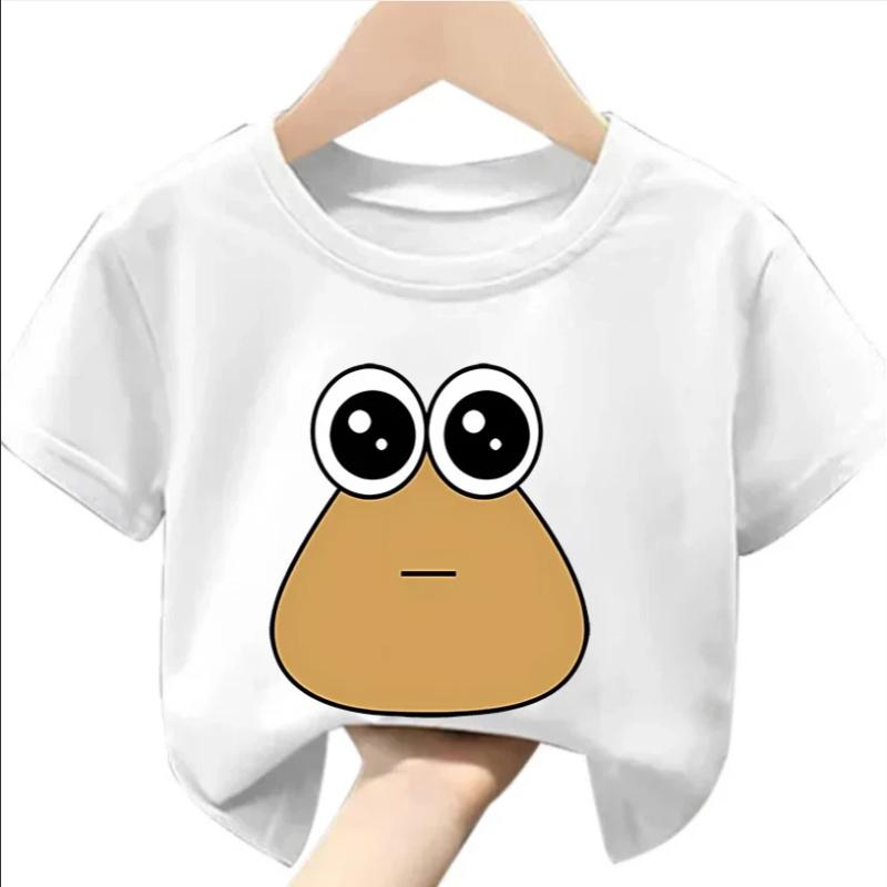My Pet Alien Pou Kids Summer T-Shirt Cartoon Round Neck Infant Tracksuit Tees Clothing for Boys And Girls