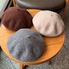 High-Quality Australian Wool Beret: Anti-Pilling, Korean Style, Solid Color, Retro Painter Hat for Girls