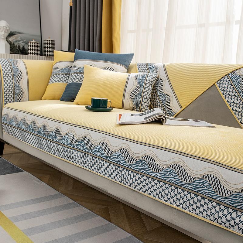 Simple Sofa Cushion for All Seasons, Non-slip Leather Sofa Cover, Chenille High-end Seat Cushion, Backrest Towel and Cover Cloth