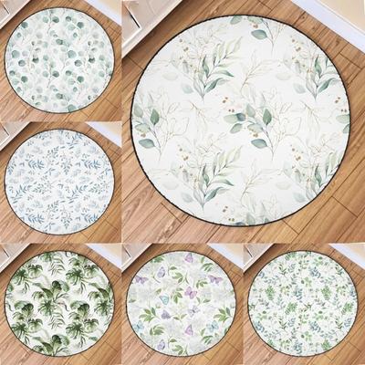 Minimalistisch Natur Aquarell Grüner Zweig Pflanzen Blätter Blumen Teppichmatte für Wohnzimmer Schlafzimmer Heimdekoration Teppich