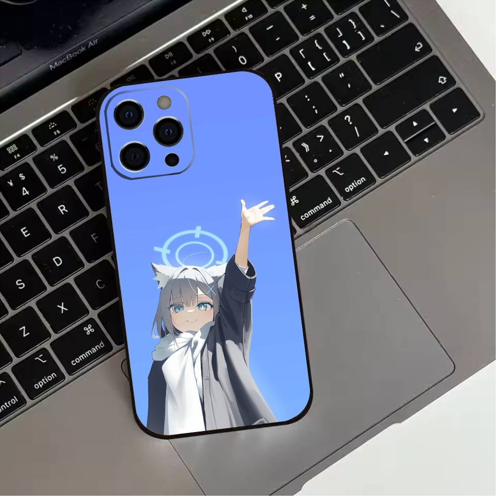 

Blue Archive Phone Case For iPhone 17,16,15,14,13,12,11 Plus,Pro Max,XS,Soft Silicone Black Cover iPhone13PROMAX