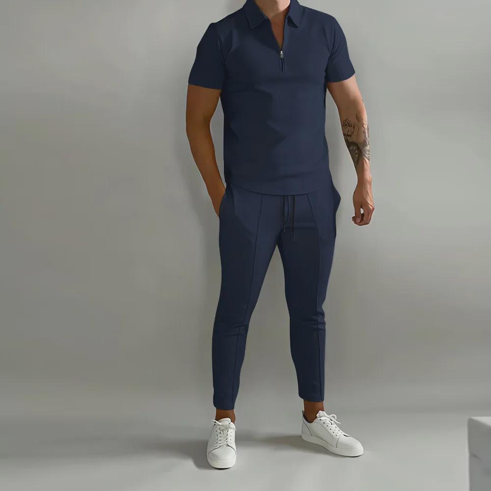 Costume de vară pentru bărbați: Noul ansamblu sportiv pentru tineret și pantaloni casual