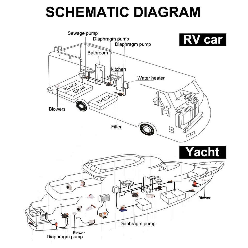 12V 4Inches 270CFM Straight Barrel Exhaust Fan RV Yacht Battery Ventilation Exhaust Fan Boat In-line Blower Fan