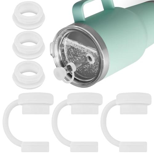 

ERKOON Silicone Spill Stopper Set for YETI Straw Cups, Mug Tumbler Accessories, Includes Silicone Straw Covers, Straw Protectors, 3 Straw Cover Topper