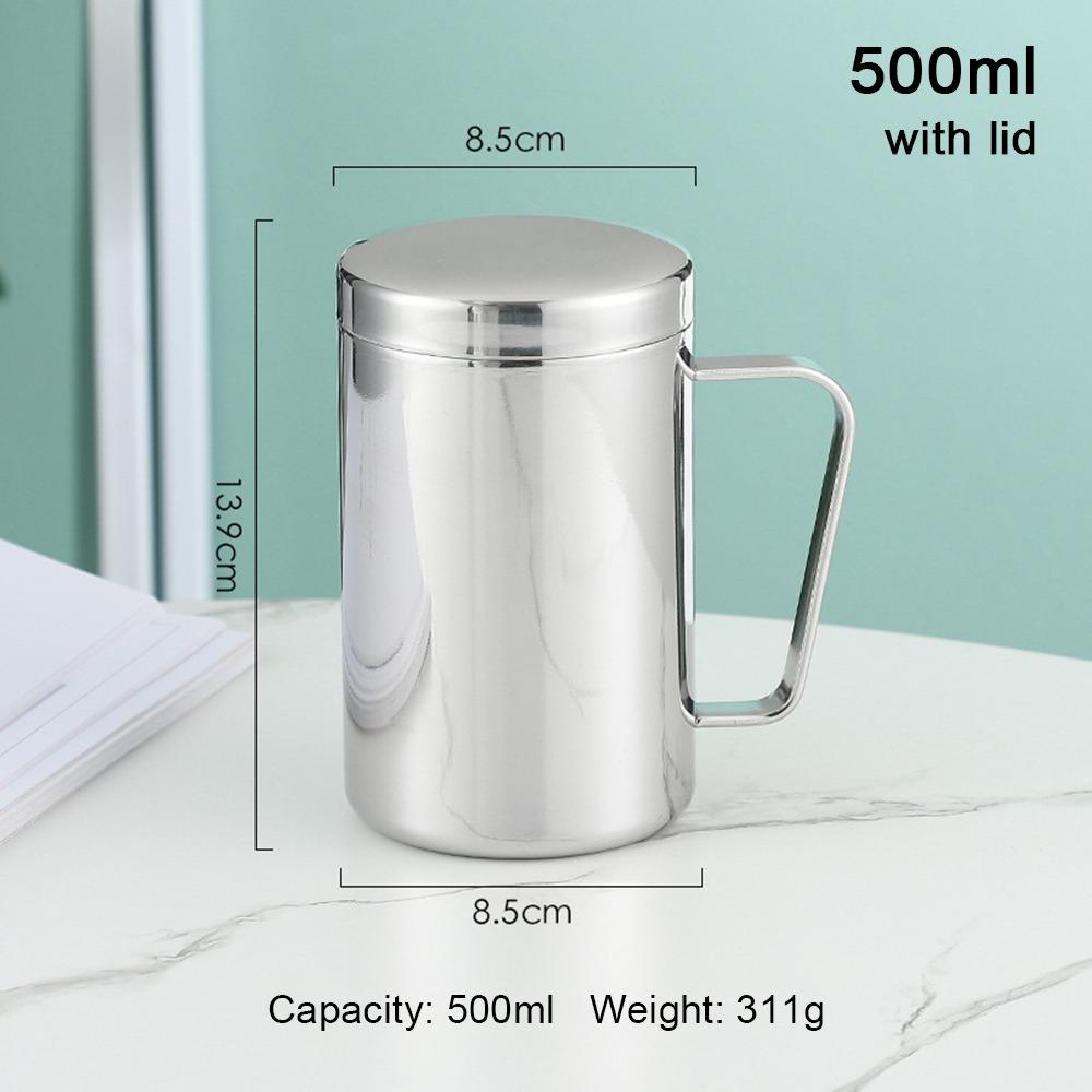1Pcs New 200/300/400ML Stainless Steel Mug Drink Beer Tea Juice Anti-scalding Water Cup Portable with Lid Tea Cup
