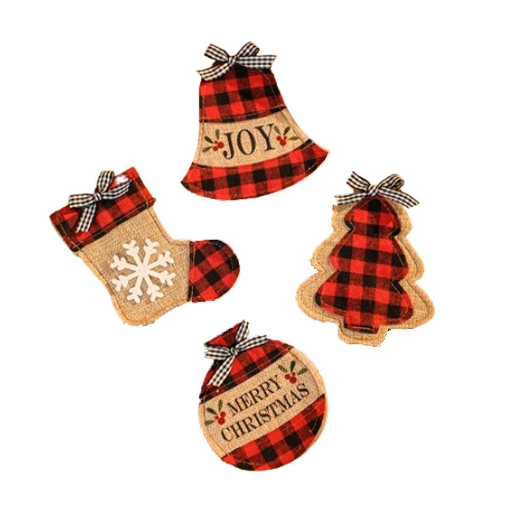4pcs Cartoon Cutlery Pocket Bag Christmas Tree Ball Dinnerware Sleeve  Party Favors