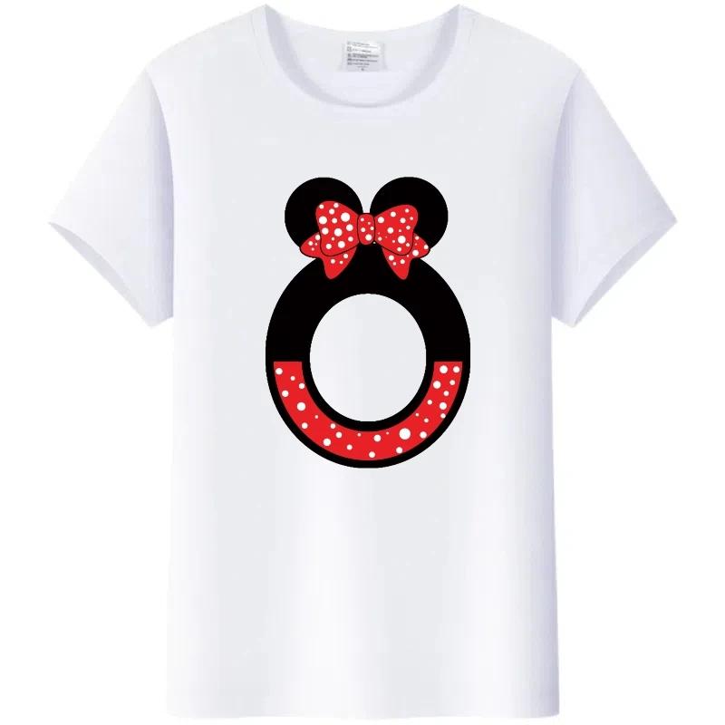 Fashion Blouses Letters Cartoon Mickey Mouse Minnie Printed Family T-Shirts Tshirt Harajuku 90S Top Gift Unisex
