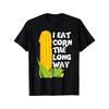 Mangio il Mais nel Modo Lungo Divertente Grafica Maglietta Uomo Casual Pura Vestibilità Larga T-shirt