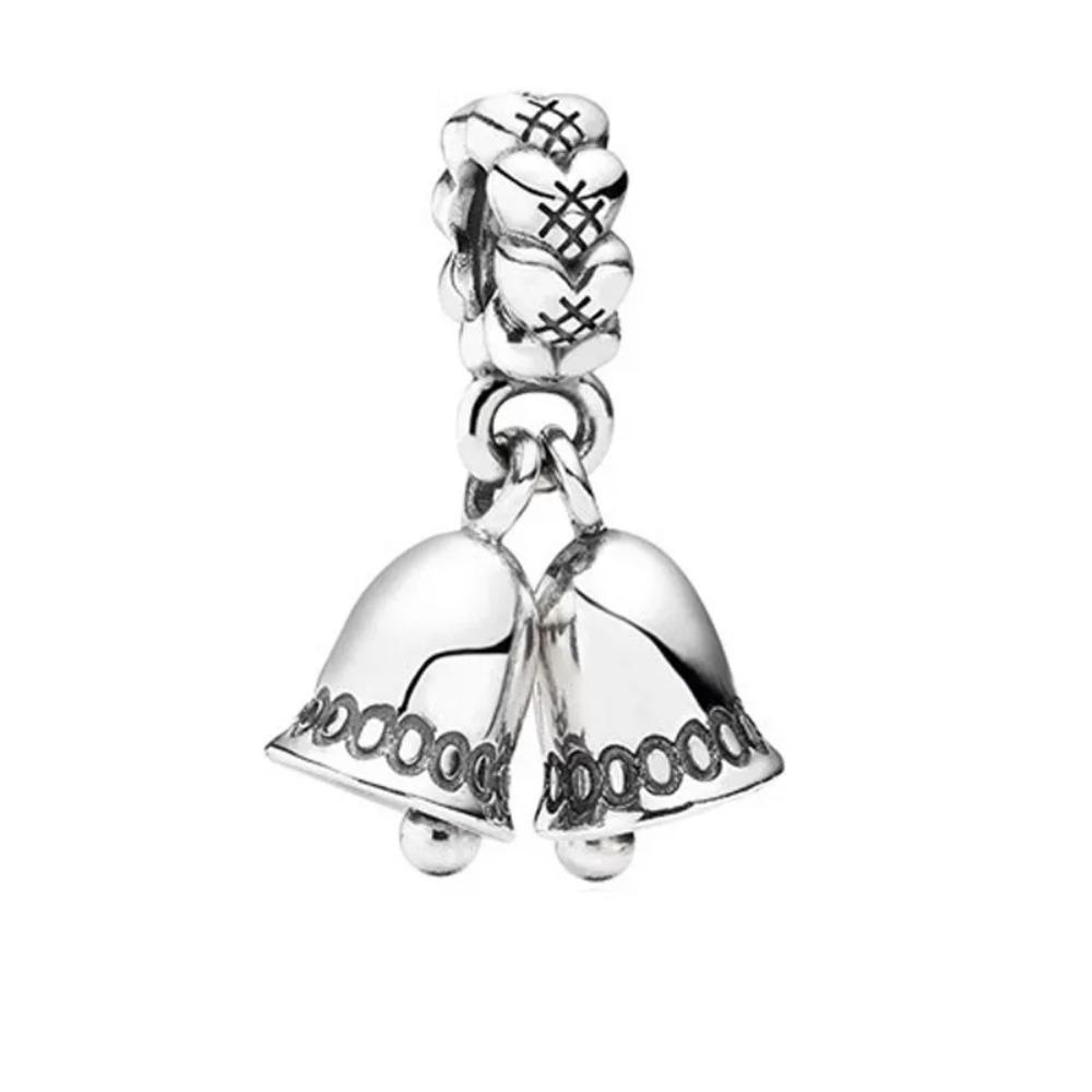 925 Silber Weihnachtsglocke Schneemann Anhänger Perle für Charms Armband Schmuck Zubehör Geschenk