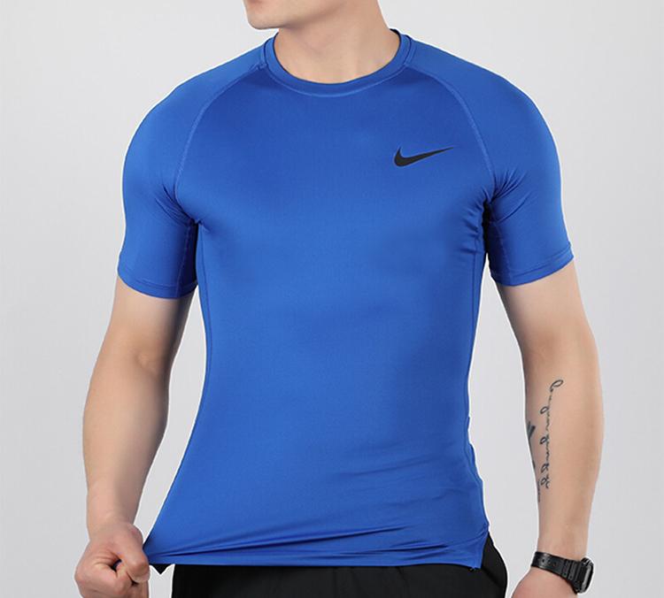 Nike T Shirts Men's Blue Crew Neck Moderate Straight Fit BV5632-480