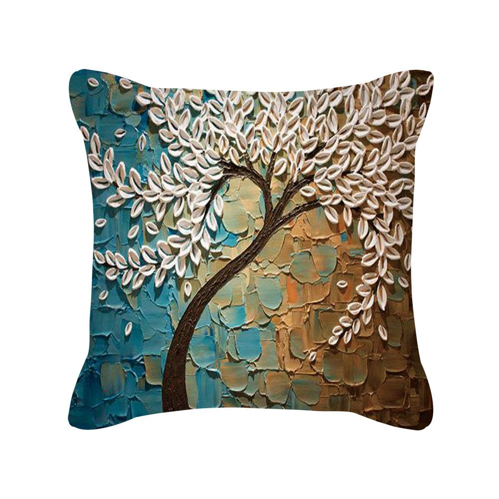 Ins Nordic Oil Painting Color Tree Sofa Pillow Cover Cushion Cushion Cover New Household Products