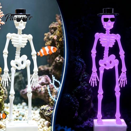 Underwater Dancing Skull Decor Skeleton Aquarium Bubbler with Adjustable Air Flow, 3D Printed Creative Fish Tank Ornaments Powered Moving Oxygenating
