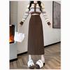 2025 Autumn/Winter Woolen High-Waisted Slimming Straight Midi Skirt with Slit