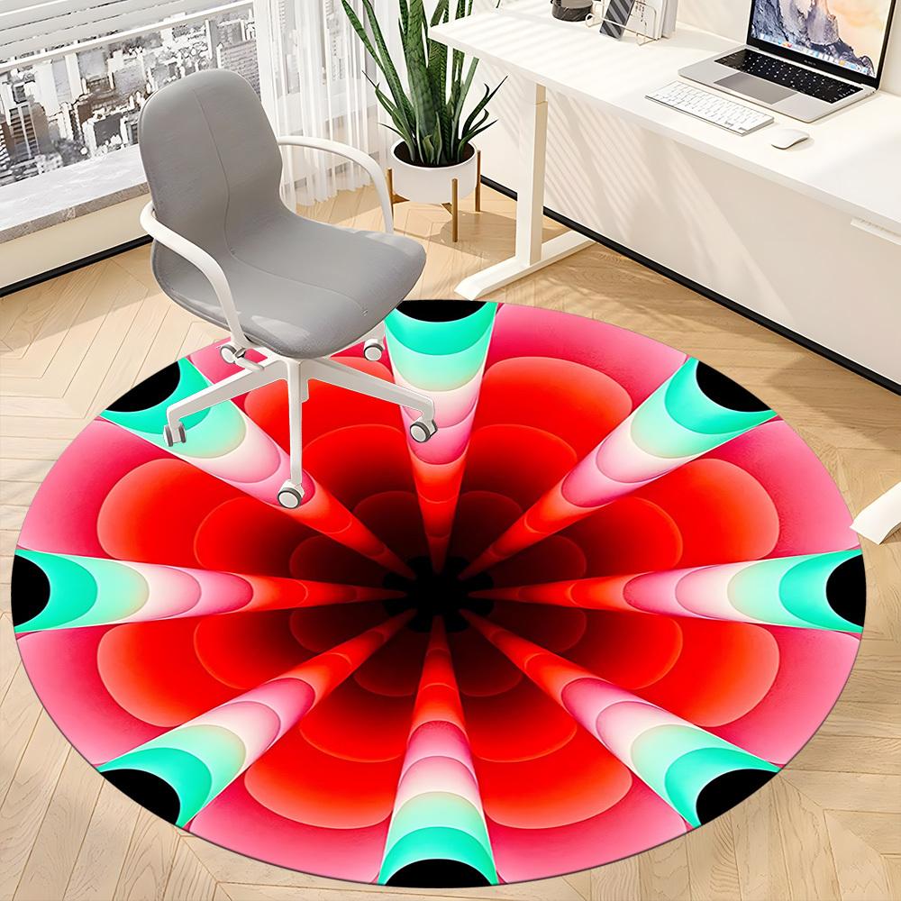 1pc Kaleidoscope Pattern Carpet, Round Non Slip Durable Large Size Office Carpet, Suitable for Office