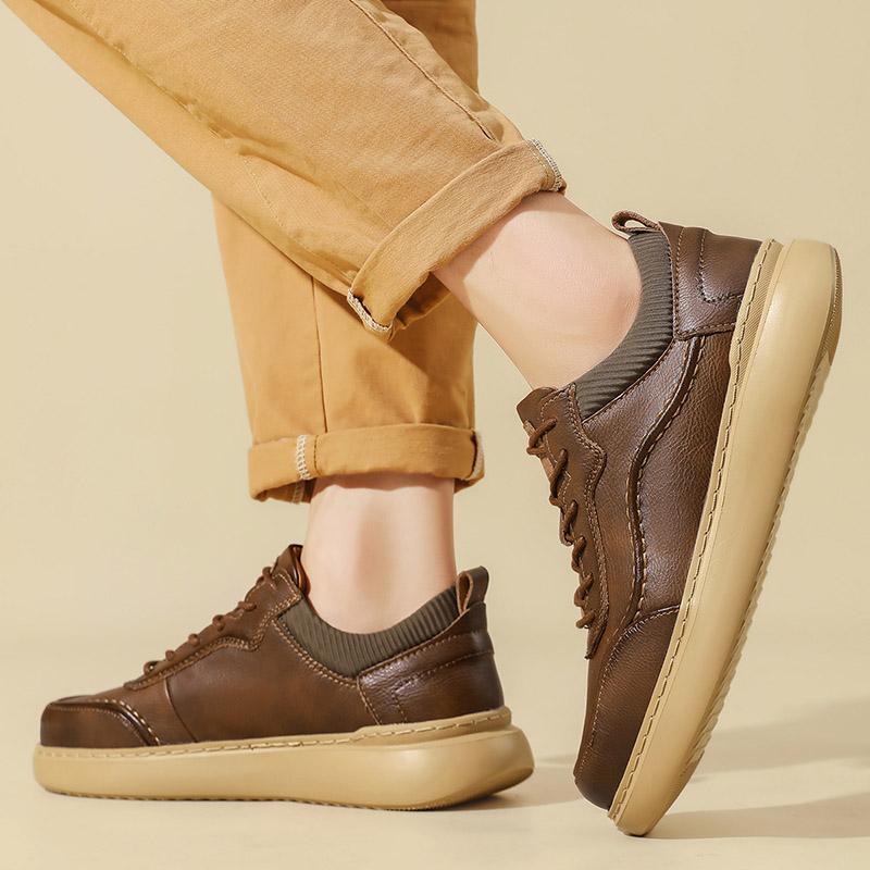 Men Leather Shoes Men Slip On Business Casual Leather Shoes Comfortable Fashion Casual Male Shoes