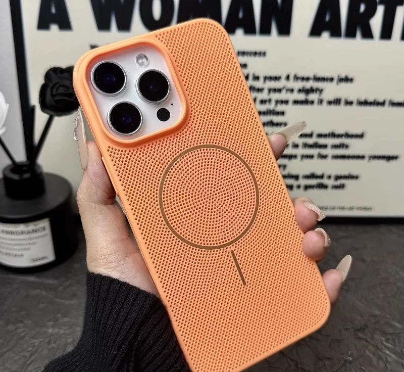 Cooling mesh is suitable for iPhone17 breathable magnetic mobile phone case Apple 18promax ultra-thin PC matte sheath