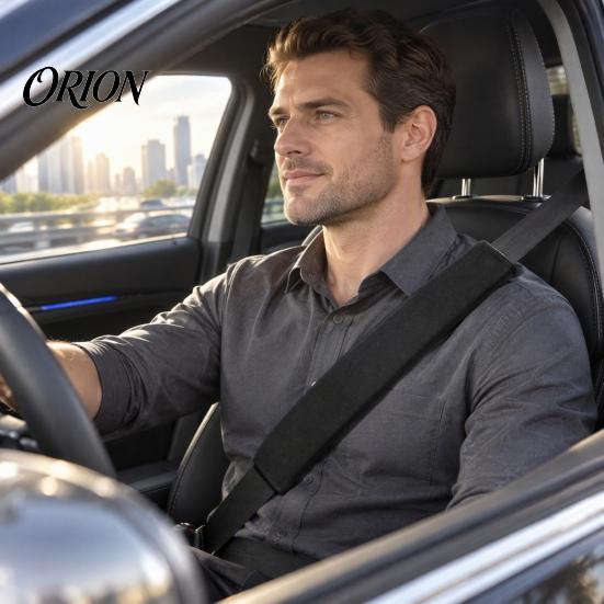 Black Protective Belt Sleeves Car Seat Shoulder Protector, Extended Breathable Polyester Pad, Quick Hook Protectors And Loop Installation Sleeve