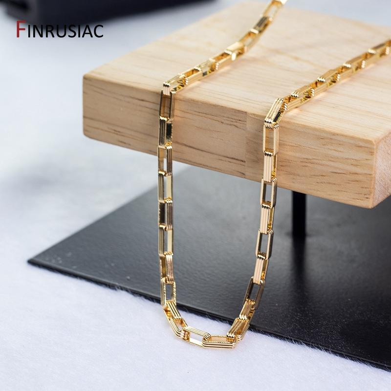Jewelry Making Supplies 14K Real Gold Plated Brass Paperclip Chains Cable Chain For Jewelry Making DIY Necklace Bracelet Chains Length 50cm