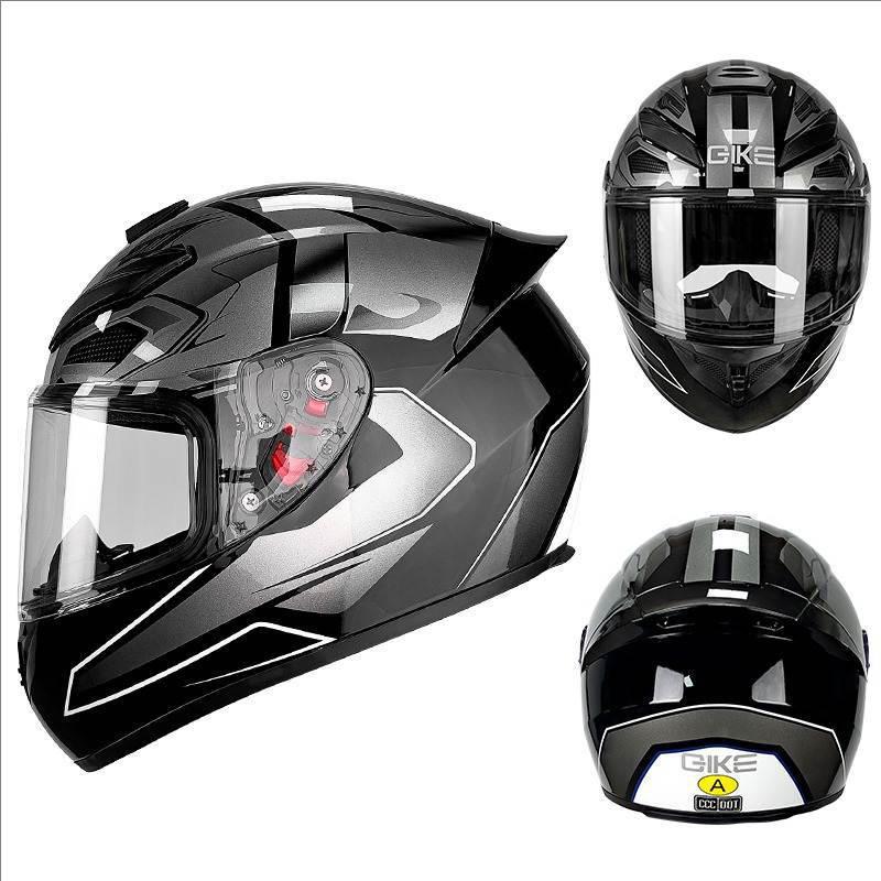 DOT Certified Unisex Motorcycle Helmet with Totem Pattern Four Seasons Full Face Helmet with Large Tail Wing for Bikers