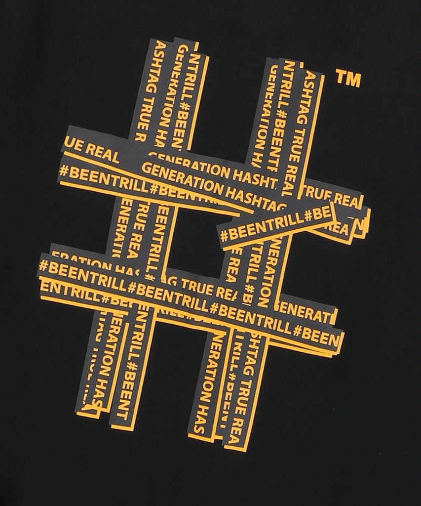 BEENTRILL Gold Taping Hashtag Sweatshirt (Black)