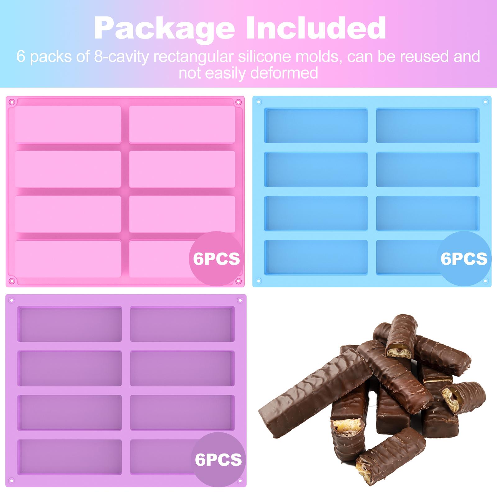 6 Pezzi Stampo per Barrette Granola 8 Cavità Rettangolare Stampi per Sapone Antiaderenti in Silicone Stampo per Barrette Energetiche Stampi Flessibili