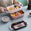 Microwaveable Double-layer Lunch Box with Tableware Picnic Food Box  Office Worker
