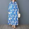 Women's Retro Round Neck Long Sleeved Loose Shirt Dress