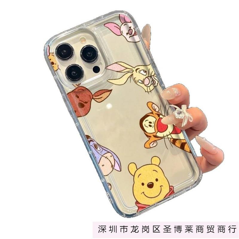 Winnie Tigger iPhone16promax mobile phone case Apple 15 transparent 14 Europe and America 13 Pro airbag 12/11