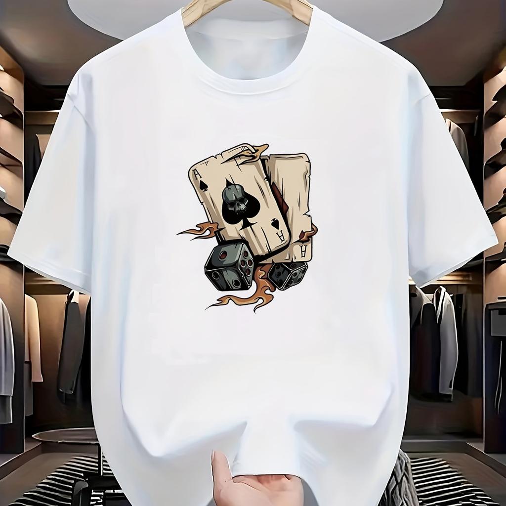 Ace of Spades Dice Graphic Tee Mens Cotton Casual Round Neck Short Sleeve TShirt