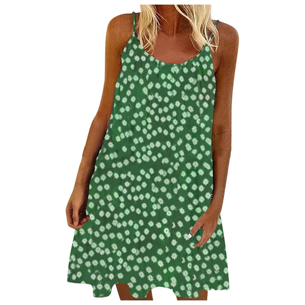 Women's Fashion Retro Multicolor Printed Loose Pullover Suspender Dress