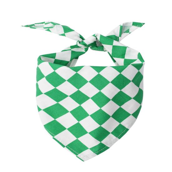 Teddy Kerchief Long Lifespan Easy To Wear Cotton Checkerboard Grid Dog Bandana for Spring