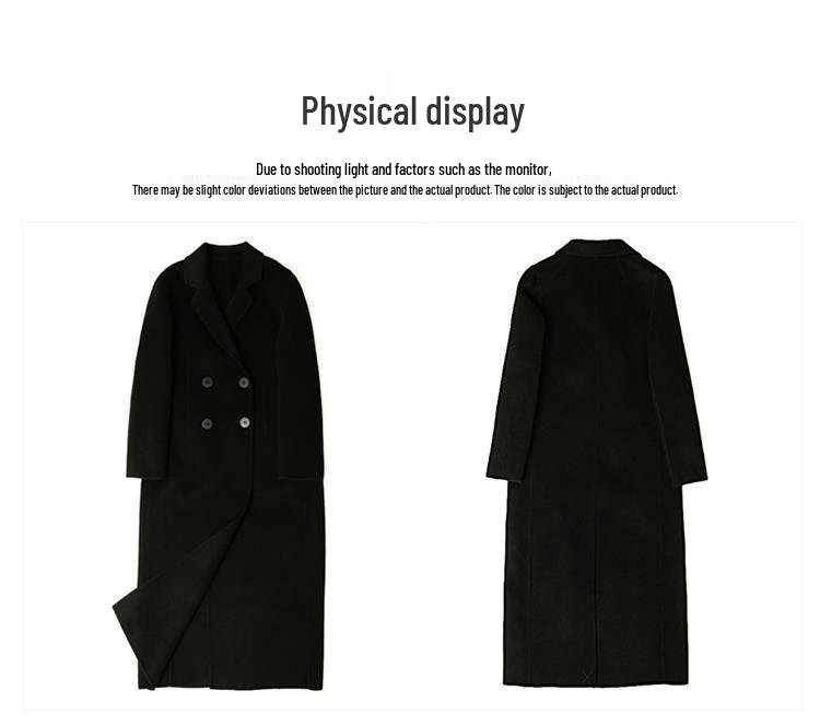 Women's Mid-Length Black Wool Coat - 2023 Autumn/Winter Thickened Slimming Versatile Korean Style Overcoat