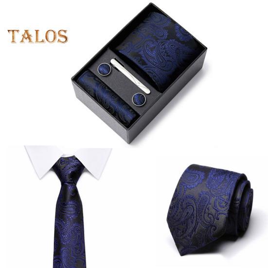 6Pcs/Set Tie Pocket Square Cufflinks Set Gift Box Masculine Charm Faux Silk Fabric Bright Colors Business Tie Men Accessories Gift Set