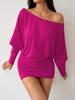 2026 Fall/Winter European & American Style One-Shoulder Batwing Sleeve Sexy Hip-Hugging Skirt