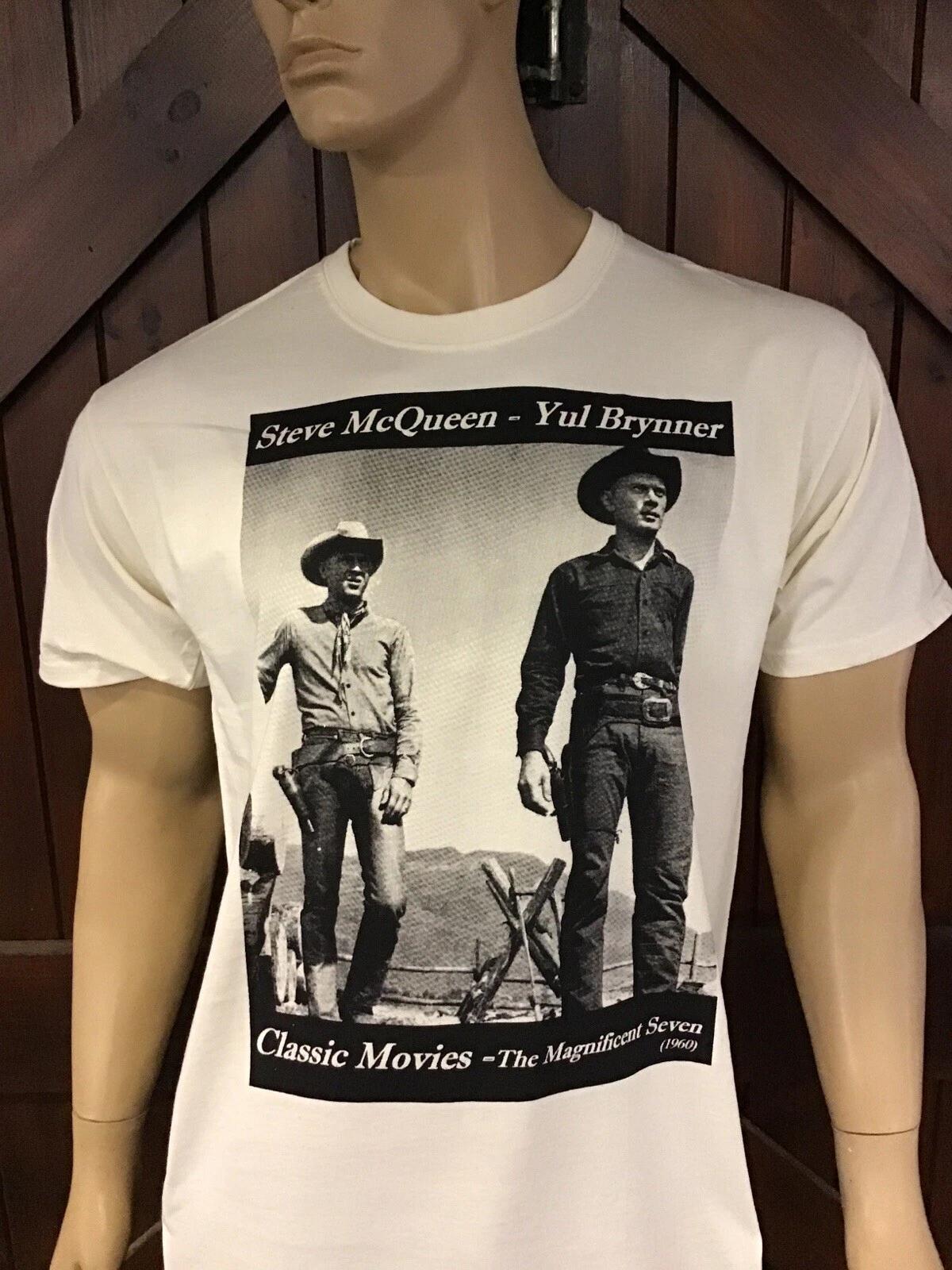 

THE MAGNIFICENT SEVEN T-SHIRT - STEVE McQUEEN & YUL BRYNNER - CLASSIC WESTERN S