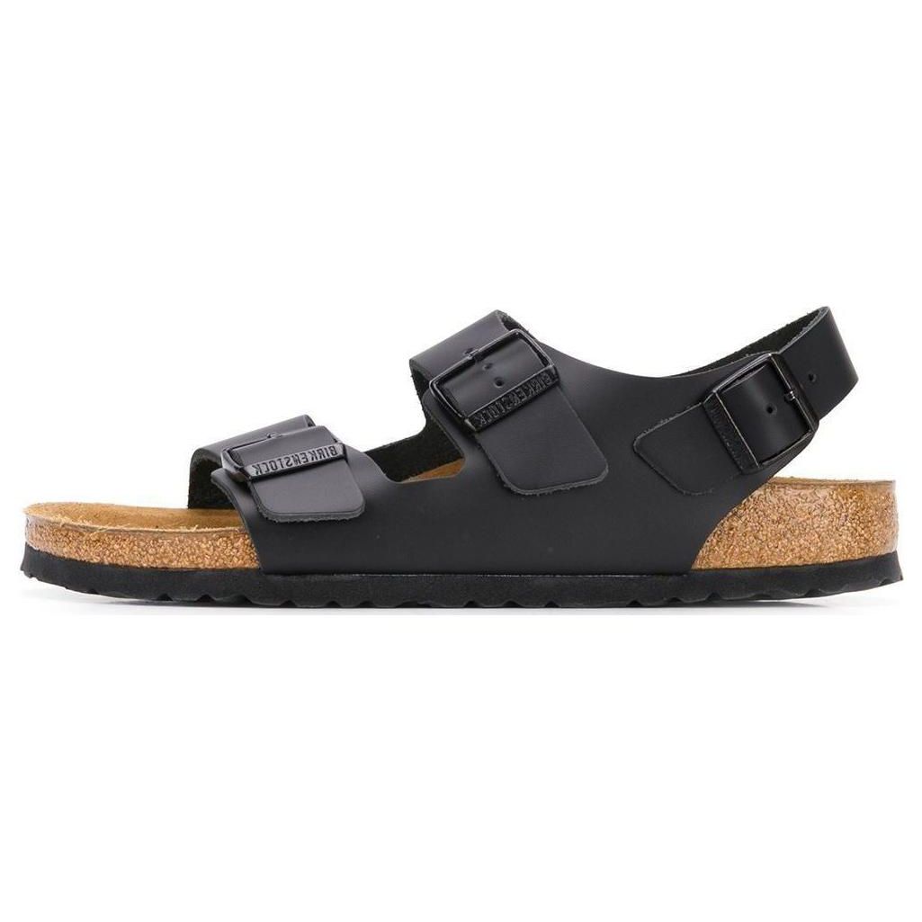 Birkenstock Milano Leather Soft Comfortable Thick Sole Double Buckle Outdoor Breathable Shoes Fashion Sandals Men sandals Black 0034193 39