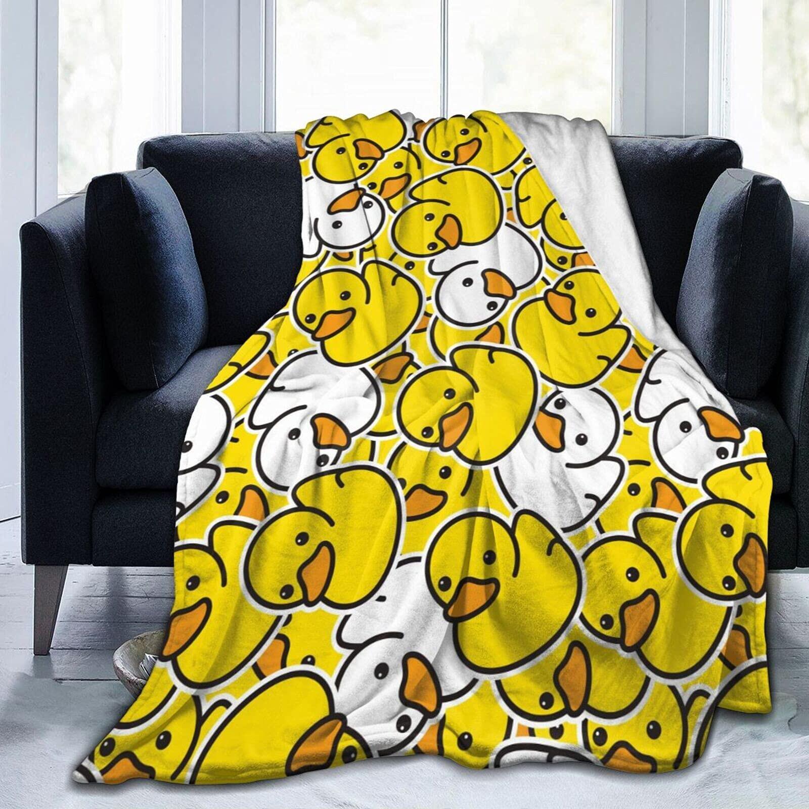 

Cute Duck Fleece Blanket Soft Cozy Throw for Couch Bed Unisex for Kids Adults Size x Inches 80x120cm(31x47inch)