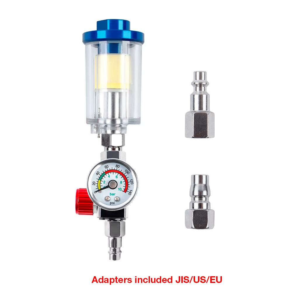 Spray Gun Oil/Water Separator, 1/4" Filter Pressure Regulator, EU Adapter With Air Pressure Regulator, Air Compressor Regulator